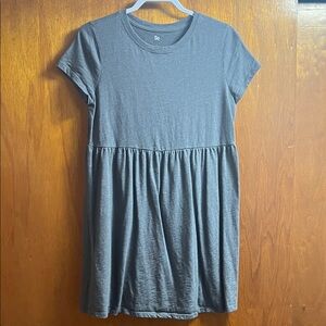 SO Heathered Charcoal Short Sleeve Babydoll Dress